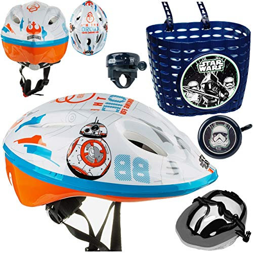 alles-meine.de GmbH 3 TLG. Set Kinderhelm + Fahrradkorb + Fahrradklingel - Star War - Darth Vader - Fahrradhelm - Gr. 52-56 cm - Circa 3 bis 15 Jahre - Größen verstellbar..