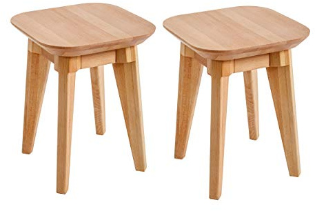 Krok Wood 2X Hocker aus Massivholz in Buche 35x35x45 cm (Paris)