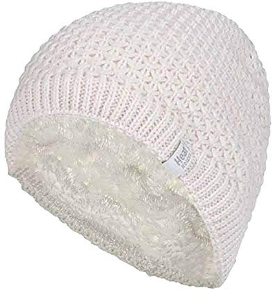 HEAT HOLDERS - Damen Winter Warm Strick Beanie/Mütze mit Fleecefutter (One Size, Cream (Nora))