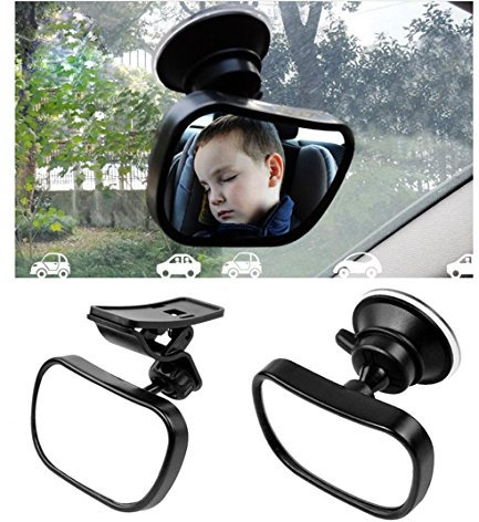 1 Set Black 360 Degree Adjustable Baby Rearview Mirror Safely Monitor Infant Child in Rear Facing Car Seat Shatter-Proof Acrylic Mirror Car Rear Facing Mirrors Auxiliary Forward Suction Cup