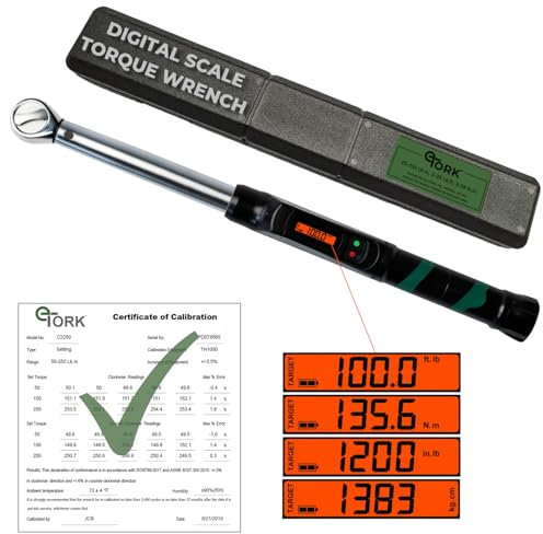 eTORK Digitaler Präzisions-Drehmomentschlüssel, 3/8-Zoll-Antrieb, 3-30,5 m, Klick-Stil