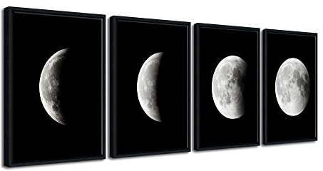 Wieco Art Gerahmte Wandkunst, moderne Giclée-Leinwanddrucke, Kunstwerk, abstrakter Weltraum, Schwarz-Weiß, Bilder zum Foto, Gemälde auf Leinwand, Wandkunst für Zuhause, Dekorationen, Wanddekoration