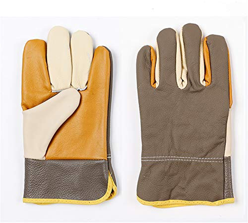 guanti lavoro,Guanti corti da saldatore in pelle intera, saldatura in pelle per mobili Guanti in pelle variegata resistenti all'usura, termoisolanti e che assorbono il sudore - colori casuali