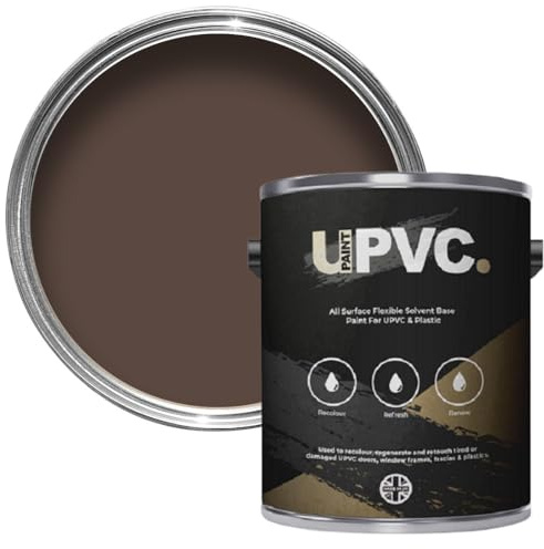 upaintpvc - All-In-Once UPVC Plastic Paint - Windows - Doors - Frames - Conservatories - Fascia - Downpipes - Guttering | Semi Matt Finish - 2.5 Litre (Mahogany Brown Ral 8016)