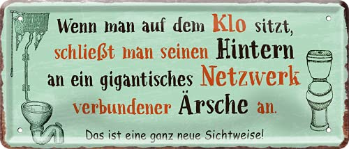 schilderkreis24 Lustiges Toilettenschild “Wenn Man auf dem Klo sitzt.“ Deko Hängeschild WC Badezimmer Toilette Klo Bad Vintage Retro Geschenkidee Geschenk Geburtstag Weihnachten 28x12 cm