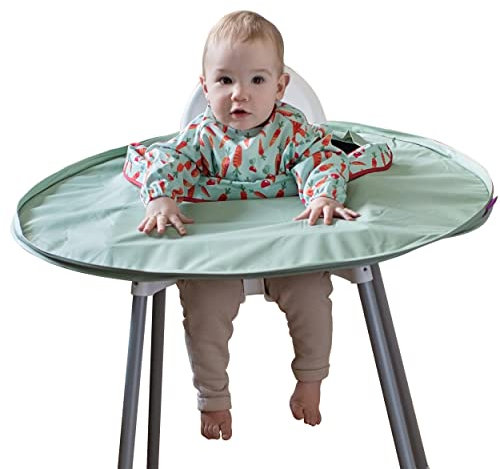 Tidy Tot - Allt-i-ett-haklapp och bricka. Unisex. En storlek från 6 månader till 2 år. Essential för avvänjning., salviagrön, Taglia unica