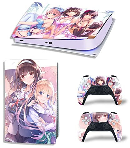 BUCEN Anime Decal Skin para PS5 Edición Digital Consola 2 Controladores Funda Vinilo Skins Wraps, Sin Burbujas, Resistente Arañazos 46264 Anti Rasguños