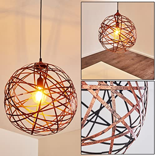 HOFSTEIN Hängeleuchte Kefikon, Hängelampe aus Metall in Kupferfarben antik, Pendelleuchte im Industrial/Retro/Vintage-Design mit Lichteffekt, Ø 40cm, Höhe max. 150cm, E27, Esszimmer, Küche, Wohnzimmer
