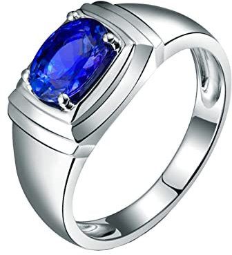 Epinki Diamantring Weißgold 750 18K, Hochzeitsring Trauringe Freundschaftsringe Tansanit 1.22ct Solitär Ringe Gr.49 (15.6)