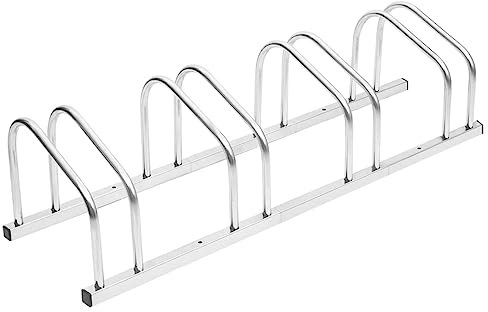 vidaXL Porte-vélos pour 4 Vélos, Support de Bicyclettes avec Rangement, Râtelier de Vélo au Sol Garage Jardin Terrasse, Acier Galvanisé