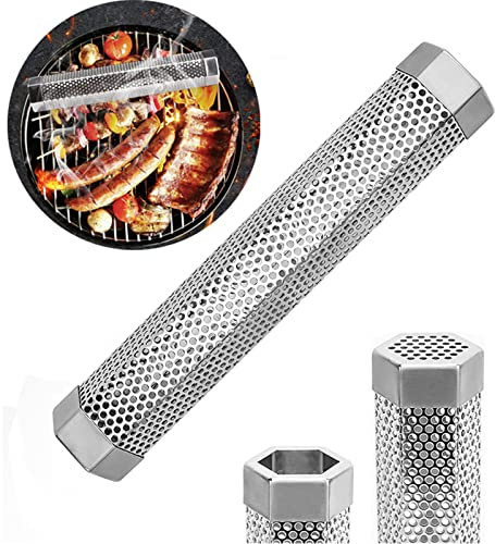 Affumicatore BBQ, Scatola Affumicatrice per Barbecue, Affumicatore in Acciaio Inox Smoker Box Accessori, Adatto per Barbecue a Gas e Barbecue a Carbonella