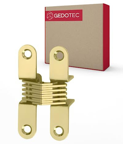 Gedotec Möbelscharnier aus Stahl | 1 Stück | Scharnier für Möbel | BONSAI | Messing Gold | 13 x 64,8 mm | Holzdicke: 19-21 mm | Tragkraft 8 kg pro Paar | Öffnungswinkel von 180° | Tür-Scharnier