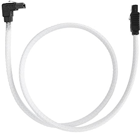 Câble SATA, Câble D'alimentation SATA 3.0 8 Cœurs 7P Disque à Semi-conducteurs Coude Câble D'extension De Données Câble De Disque Dur SATA Avec Shrapnel Pour Améliorer la Vitesse(Blanc (coude))