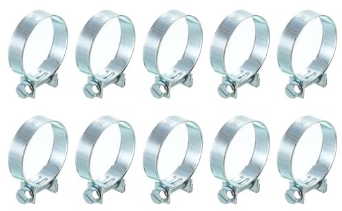 sourcing map 10Pcs Mini Fuel Line Pipe Hose Clamp Clip, Adjustable 30-32mm(1.18-1.26) Fuel Injection Line Style Hose Clamp, Zinc Plated Pipe Hose Clip Tube Clamps