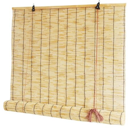DresPa Bambusrollo 90 100 120 150 cm Breit Retro Vorhang Bambus Outdoor Natür Schilf Vorhang Anti-UV Sichtschutz Rollo Bambus Jalousine Sonnenschutz Bambusrollo Aussenbereich Für Fenster Terrasse