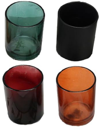 LALAFINA 4stücke Handgefertigte Duftkerzen Temperiertem Farbglas Geburtstagskerzen-becher Braun Blau Orange Dekoration Für Zuhause Und Büro Für Hochzeiten Und Partys
