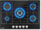 Baridi 70cm Gas on Glass Hob with 5 Burners, Cast Iron Pan Supports and Auto Ignition, 8kW, Black Glass - DH228