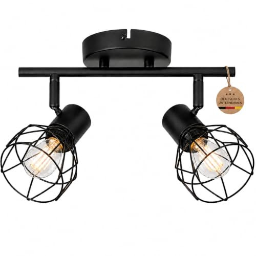 Zedelmaier LED Deckenstrahler,Deckenlampe 2 Flammig Schwenkbar,E14 | Deckenlampe;Metallgitter;Für Flur & Küche;90° neigbar,350° drehbar;Max. 40 W;Deckenmontage & Wandmontage;Ohne Leuchtmittel