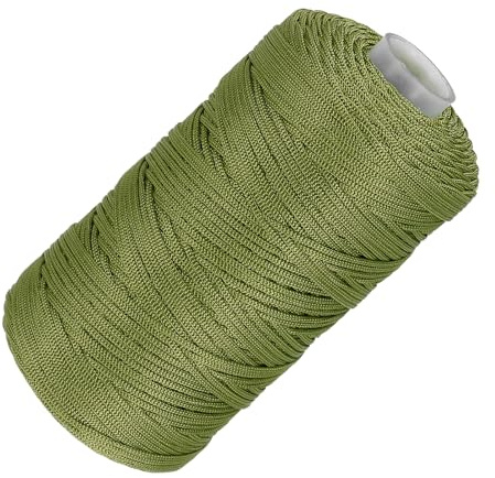 sourcing map Nylon String Cord 1.5mm x 218 Yards Macrame Rope Braided Thread Twine String Smooth Beading Cord for Jewelry Making Supplies, DIY Craft, Army Green