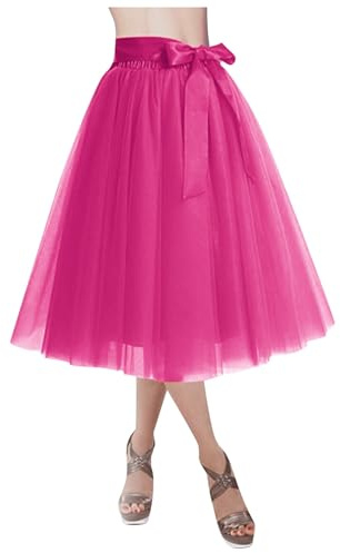 Tüllrock Damen Elastische Langer Rock Mehrschichtiges Lagig Tüll Tüllrock Teen Dance Dress Up Party Unregelmäßiger für Faschingskostüme Karneval Kostüm