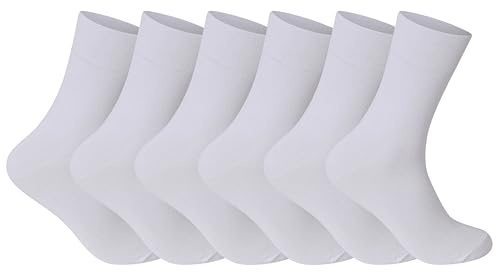 ShopMCR 6 Pairs Diabetic Socks for Men, Easy Grip Socks for Men are Ideal for Swollen Feet, Loose Fit Circulatory Socks, Non Elastic Socks with Non Binding Top & Seamless Toe, UK 6-11