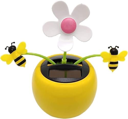 Clockjuan Yellow Blossom Solar Dancing Flower Sunflower Toys,Solar Dancing Ornament,Car Swinging Dancing Toy Car Windowsill Decoration Honey Bee Swing Toys