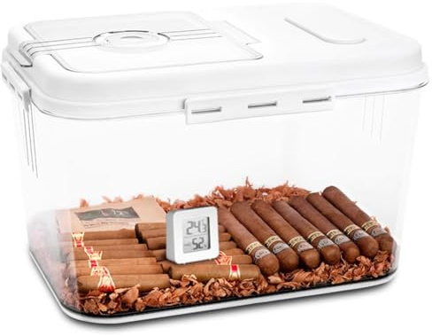 PP-Vic Clear Cigar Storage Box, Acryl Cigar Humidor, Acryl Travel Cigar Humidor Top Cover, Modern Cigar Humidor With Hygrometer