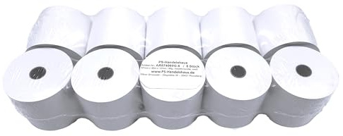 10x Ersatz-Papierrolle, Kassenrolle, 57mm x 40m x 12mm Bonrolle aus NORMAL PAPIER, holzfrei weiß, geeignet für Kassen- und druckende Tischrechner, inkl. roter Endwarnstreifen auf der Rolle