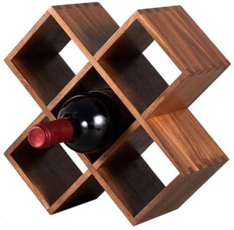 Hja Boutiques UK Botellero Estante para Vino, Soporte para Vino de Madera de Nogal, encimera, Almacenamiento de Vino, Vitrina de Almacenamiento para Vino Botellero para Champaña