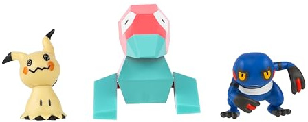 Pokémon PKW4091 - Juego de Figuras de Batalla (glibunculo, mimigma y porigón)