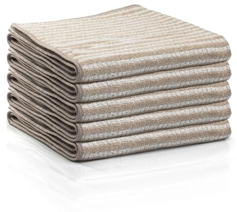 Das blaue Wunder Extra Premium Geschirrtuch Set 40x60 | Reinigungstuch zum Putzen und Trocknen (5, warm grau)