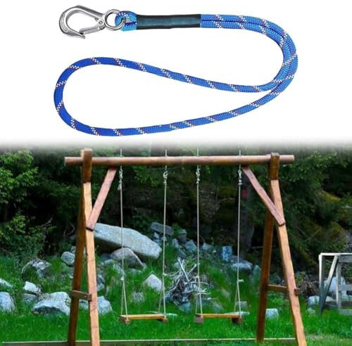 Twopack - Cuerdas de columpio con ganchos de acero inoxidable, soporte de 200 kg para hamacas y columpios, diseño (longitud de la cuerda 150 cm)