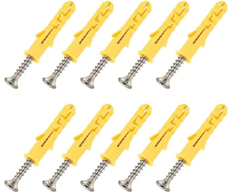 10Pcs M10x50mm Heavy Duty Masonry Screws + Wall Plugs, Brick Screws, Plasterboard Fixings for Tv Bracket Aerial Mast Sky Dishes Shelves Mounting
