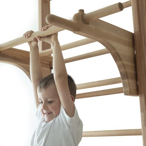 Générique Scala svedese Timbergood, barre da parete, barre per stalle per bambini e adulti con barra di trazione rimovibile, barra di ammollo, legno di faggio massello.