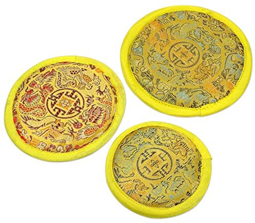 BESPORTBLE Tibetische Klangschalenpolster 3 Stück ø 10/12/14cm Mit Gesticktem Muster Runde Klangschalenmatten Für Meditation Und Ritual
