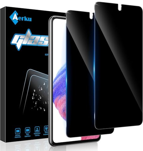 Aerku 2 Stück Sichtschutz Full Screen Schutzfolie für Samsung Galaxy A53 5G für Panzerglas, Privacy Schutzglas, 9H Härte Anti Fingerabdrücke, Schwarzer Rand Anti-Spy Panzer Schutz Glas Folie