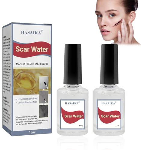 HASAIKA® Liquide de Cicatrice de Maquillage, 15 ml Latex Liquide Collodion, Fausses cicatrices réalistes pour le théâtre, les maisons hantées et les costumes d'Halloween, 2 pièces