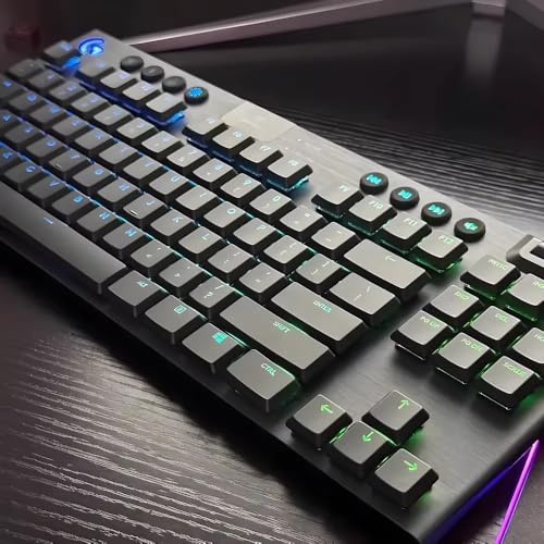FRTEFSQ ABS-Tastenkappen, 111 Tasten, Kompatibel mit Logitech G913/G915/TKL, Amerikanisches Layout, Gute Lichtdurchlässigkeit，Schwarz/Weiß (Schwarz)