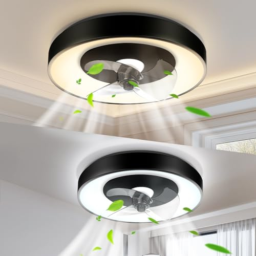 Aigostar- Deckenventilator mit Beleuchtung Alexa, LED 40W, 4400LM, 2700K-6500K Dimmbar, Deckenlampe Ventilator Leise mit Fernbedienung und Gateway, 6 Geschwindigkeiten, φ50CM, 2er