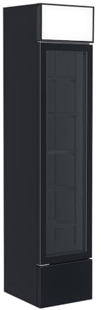 Armario para bebidas genérico extrafino, 160 l, refrigeración positiva ventilada, 1 puerta batiente – iluminación LED – 5 estantes ajustables (negro)