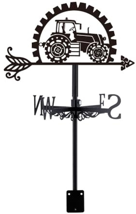 SUPERDANT Gear Tractor Weather Vane Farm Truck Wind Vanes for Yard Farmhouse Metal Weathervane Roof Mount for Gardens Outside Black Weathervanes Barn Sheds Patio Decorations Farmer Gifts