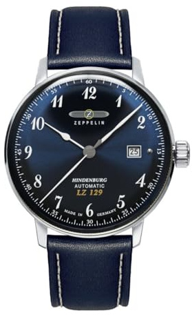 Zeppelin 8056-3 Herrenuhr Hindenburg Automatik mit Sichtboden & Lederband 40 mm