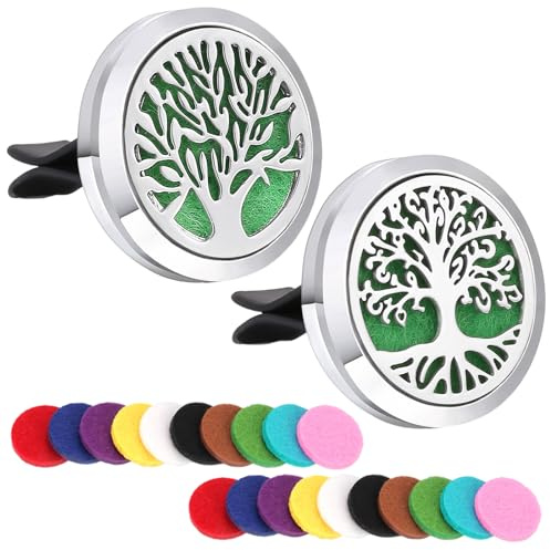 Hshenjhu 2 Stück Lufterfrischer Auto mit 20 Stück Refill Pads Auto Diffuser | Auto Aromatherapie Ätherisches Öl Diffusor Frei Von Ätherischen Ölen Mit Lüftungsclip für mehr Fahrspaß und Fahrfreude