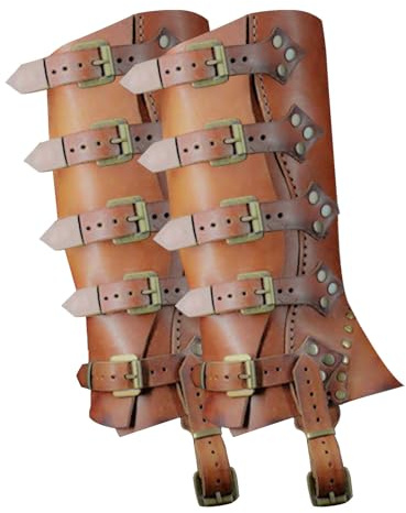 Generisch Mittelalticherle Stiefelstulpen, 33cm PU Leder Piraten Beinbezüge | Verstellbar Beinstulpen Im Steampunk Stil Für Herren Unisex Für Römer Gladiator Legionär Kostüm Ritter Cosplay
