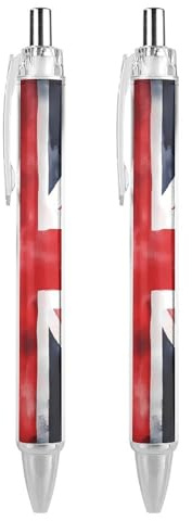 SERYMJ Union Jack British UK Flag Watercolor Retractable Ballpoint Pen 0.5mm Fine Point Black Ink Pens Office Supplies for Teacher 4 PCS