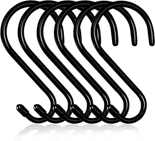 D-buy 5 Stück S-Haken, 15 cm, groß, rutschfest, vinylbeschichtet, S-Haken zum Aufhängen, Stahl, Metall, schwarz, gummiert, zum Aufhängen von Pflanzen, Jeans, Töpfen, Pfannen