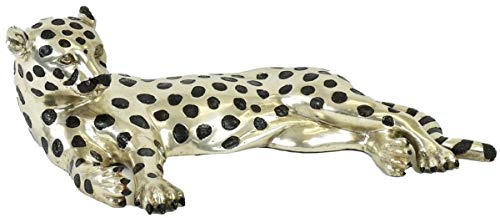 lyxig bronsfigur gepard silver/svart 56 x 28 x H. 15 cm - Bronsskulptur - Dekorationsfigur - Lyxdekoration Tillbehör