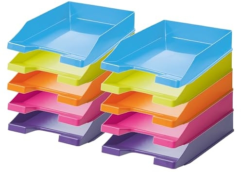 Briefablage Klassik Papiertiger DIN A4/C4, stapelbar, stabil, Ablagefächer, Briefkorb, Dokumentenablage, Ablagefach für Papier und mehr (Modern Sortiert, 10er Pack, Briefablage)