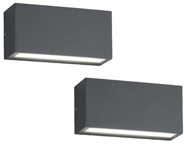 2er Set Außenwandleuchten Up- & Down Light in Anthrazit, Breite 14cm |
