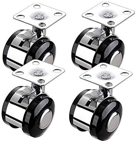 castors 2 Inch Furniture Casters Plate Twin Wheels 50mm 160KG Wheels With Brake Universal 360° Swivel Table Chair Baby Cot Replacement Casters For Hardwood Floor Carpet 4 PCS